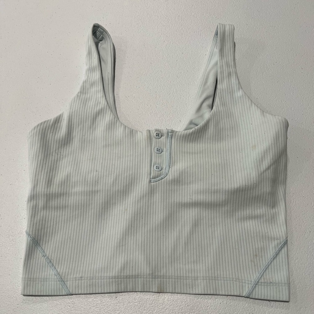 Lululemon Tank sport bra button light blue size 4